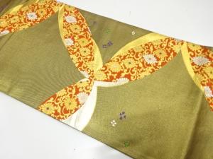 菊唐草模様織り出し　振袖用袋帯